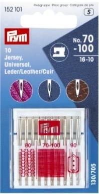 Machine needles, Universal/Leather/Jersey assorted, 10 pieces